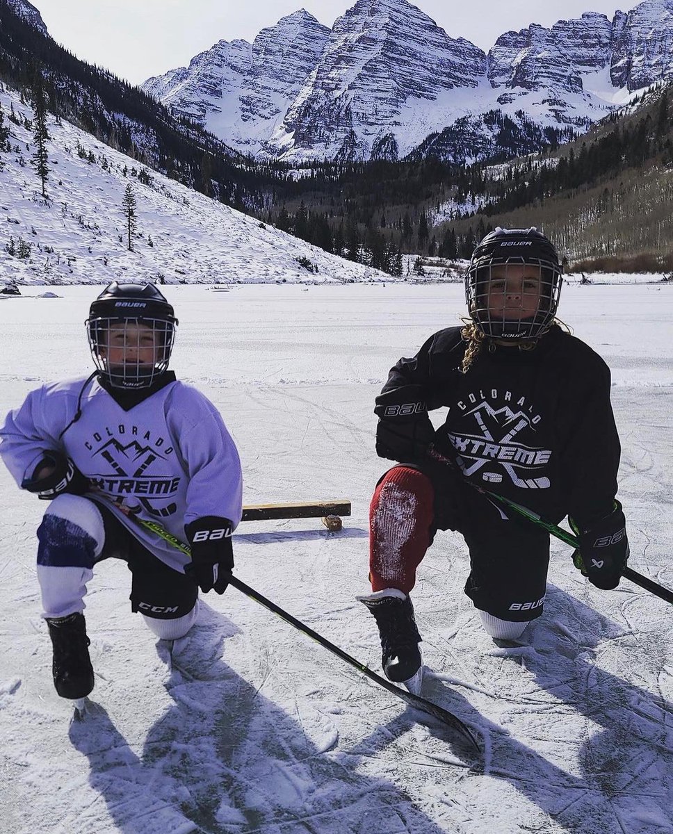 Morning skate with a spectacular view! Vaughn &amp; Shea doing what they love most! #hockeyfamily #wolitskiworld #mountains #coloradohockey <a href="/coloradoextreme/">Colorado Extreme</a> <a href="/visitcolorado/">Visit Colorado</a> <a href="/bauerhockey/">BAUER Hockey</a> <a href="/ccmhockey/">CCM Hockey</a>