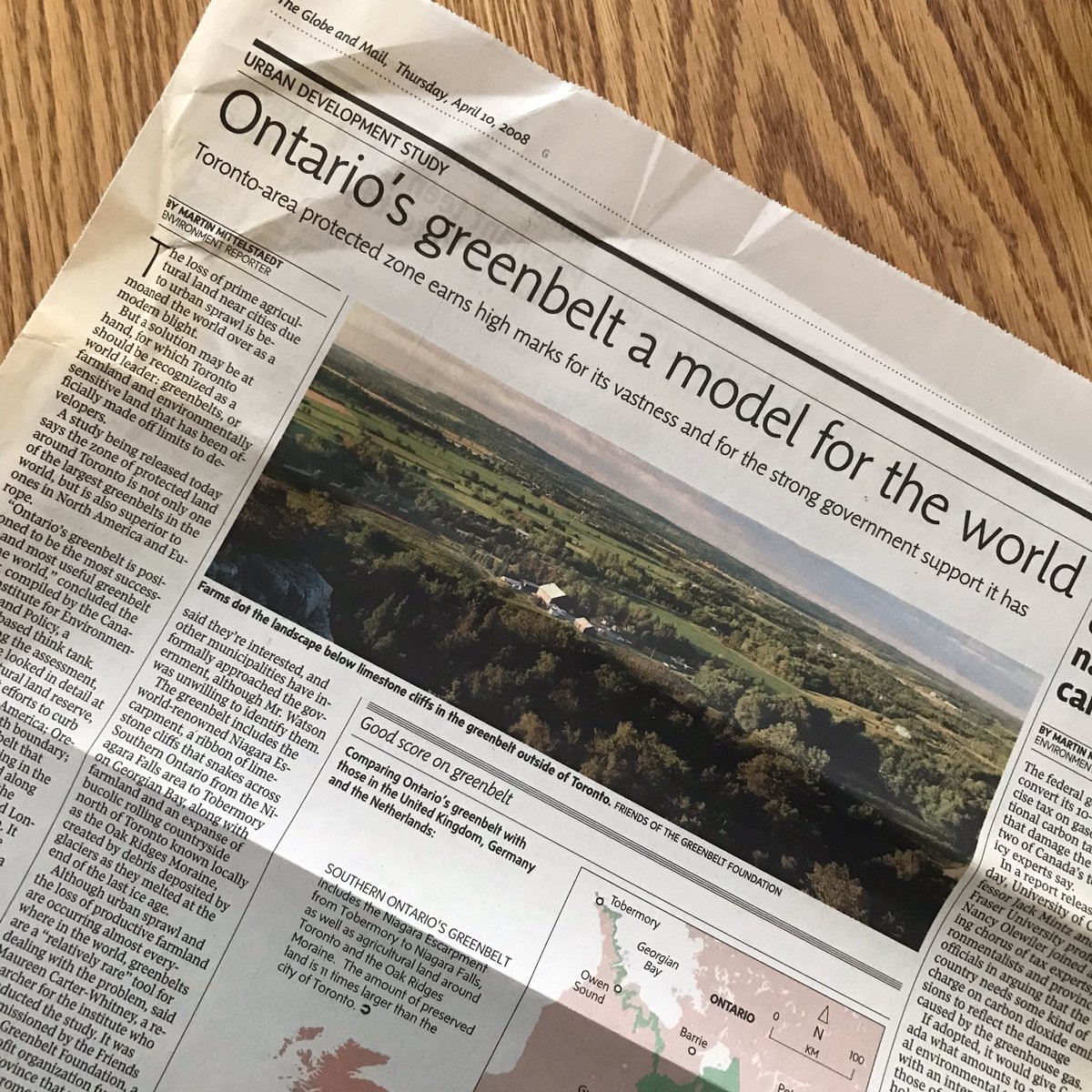 #HandsOffTheGreenbelt The strangest find as I went through some clippings: “Ontario’s Greenbelt a model for the world” <a href="/globeandmail/">The Globe and Mail</a> April 2008.
