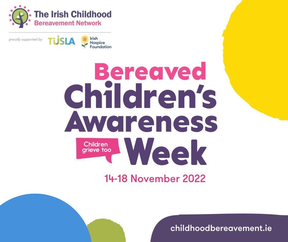 stritchj's tweet photo. Weโre hosting our annual Bereaved Childrenโs Awareness Week event Mon. 14/11 12noon on Teams w/ Tara Smith of @whatmattersclg - all are welcome - email Jennifer.stritch@lit.ie for the link by 11:30am.
#BCAW2022 #BCAW
#seetheirneed
#lossandgriefresearchgroup https://t.co/0vmFo9ljgW