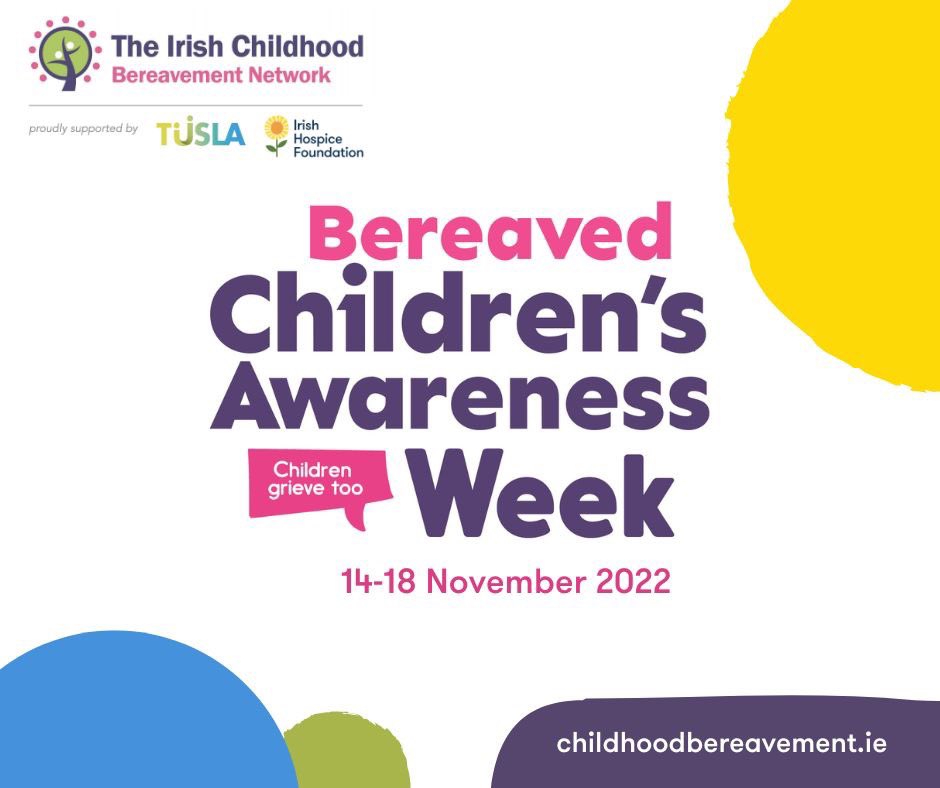 We’re hosting our annual Bereaved Children’s Awareness Week event Mon. 14/11 12noon on Teams w/ Tara Smith of @whatmattersclg - all are welcome - email Jennifer.stritch@lit.ie for the link by 11:30am.
#BCAW2022 #BCAW 
#seetheirneed 
#lossandgriefresearchgroup