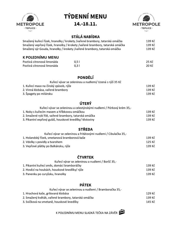 MetropoleTP's tweet image. 🍽Týdenní menu 14.-18.11.🍽