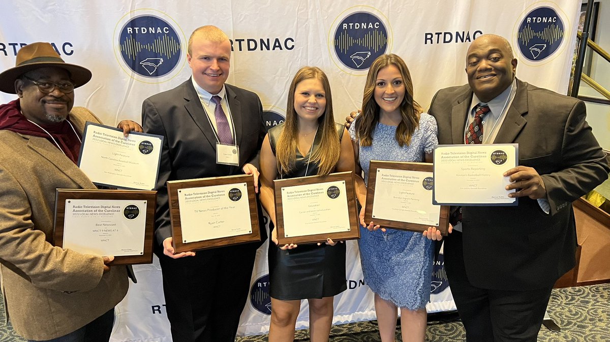 bernieritter's tweet photo. What a day for @wnct9  picking up 14 #RTDNAC awards.. 10 of them 1st place including Best Newscast. So proud of this team! https://t.co/F4dCNH2Sdb