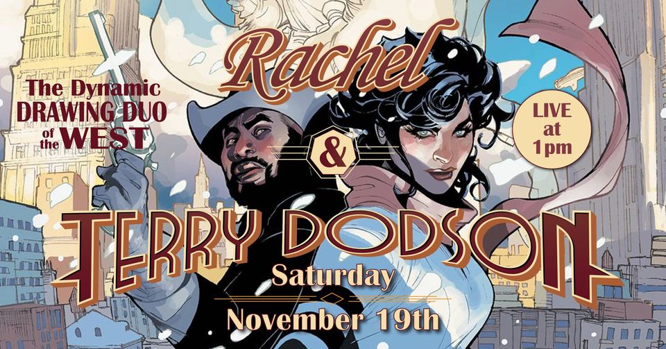 TerryDodsonArt's tweet photo. Rachel Dodson &amp; I will be signing @Zeppelin_Comics, SATURDAY, NOVEMBER 19, AT 1:00 PM 

@ImageComics @GlenatBD #Adventureman https://t.co/yM9FDJcO8O