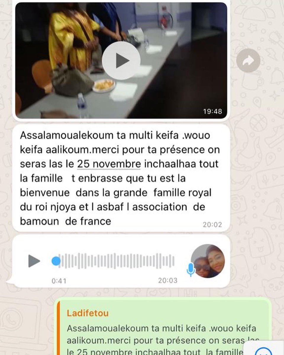 Intervention pour promouvoir notre évent du 25 novembre auprès de la communauté Bamoun de France afin de soutenir la cause contre les violences faites aux femmes ( Les Bamouns sont un peuple d'Afrique centrale établi à l'ouest du Cameroun, dans la région du Grassland)