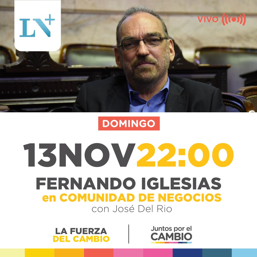 FerIglesias's tweet photo. Hoy a las 22hs voy a estar en #ComunidadDeNegocios con @josedel_rio hablando de temas de actualidad.
Por @lanacionmas https://t.co/o7Kr8g2Hg1