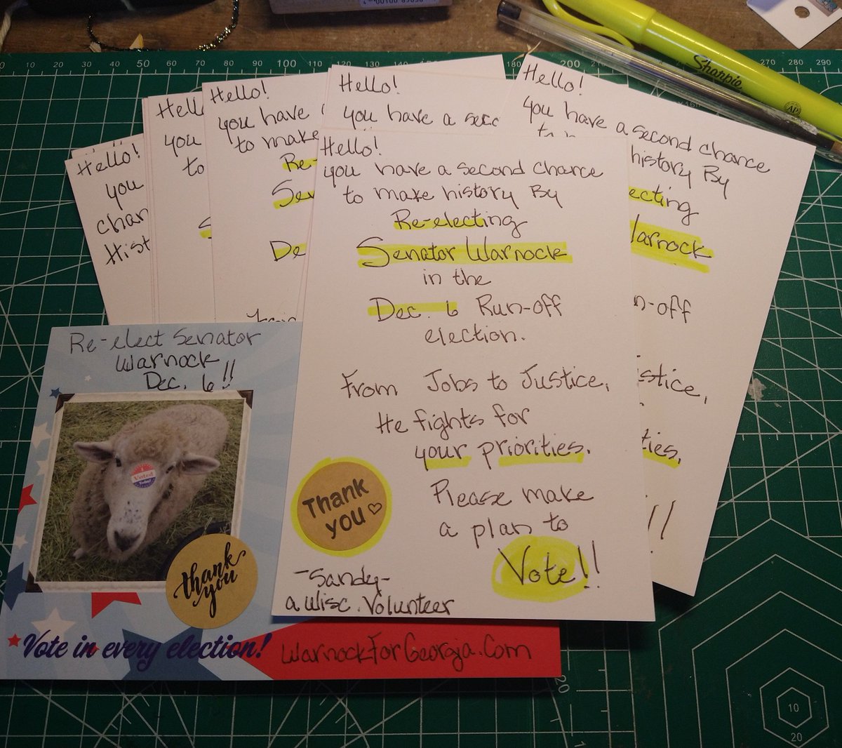 homesteadwool's tweet image. What a great day to write to voters for @ReverendWarnock ! It&apos;s a great way to help him out. You can write for him too, five cards or more, whatever fits into your time. 
Contact @DemocratWit to sign up.
          Let&apos;s do this Georgia!!
