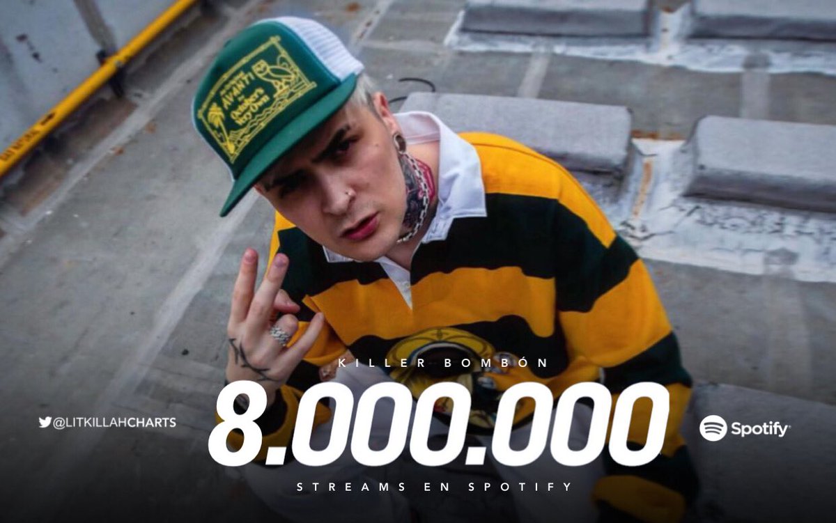 🧪 | 'KILLER BOMBÓN' de LIT Killah superó las 8 Millones de reproducciones en Spotify.

— Es la cuarta canción de 'SnipeZ' más escuchada en la plataforma después de LA TRAMPA ES LEY (+73M), KU’ (+29M) y LA TORMENTA (+8,7M).