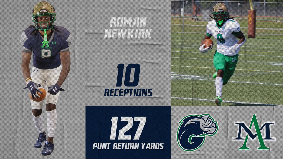 Two players wrote their names into the @gyrenefootball record books!

Roman Newkirk tied the single-game receptions record and set a new season mark for punt return yards, while Quino Mauricette ran for a record 155 yards, enough to break the record for season rushing yards!