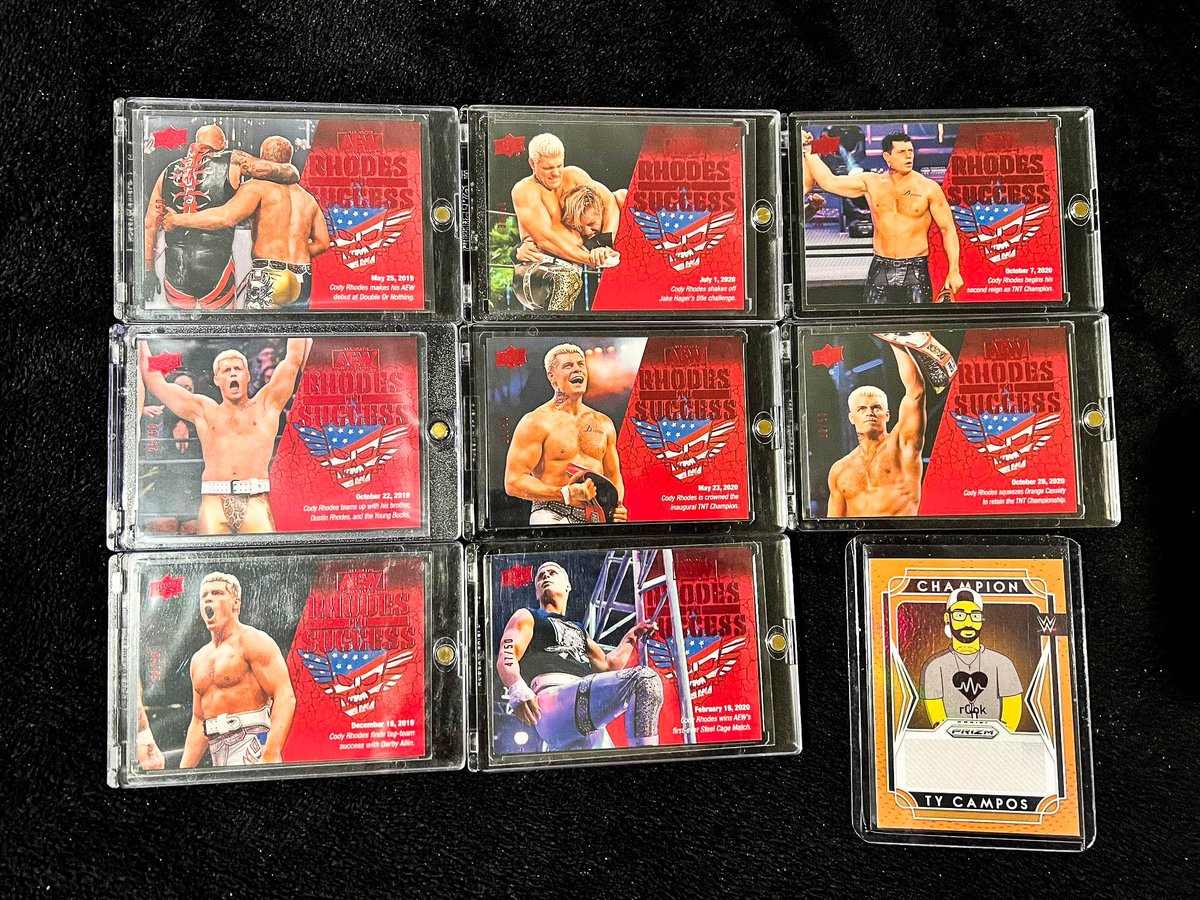 tybalchief's tweet photo. so i decided to show a little something different from the nightmare collection today.

my favorite @codyrhodes aew rhodes to success red /50s. 🔥

#wrestlingcards #codyrhodes #aewcards #wwecards #aewspectrum #wwe #aew https://t.co/te55ZzgvLV
