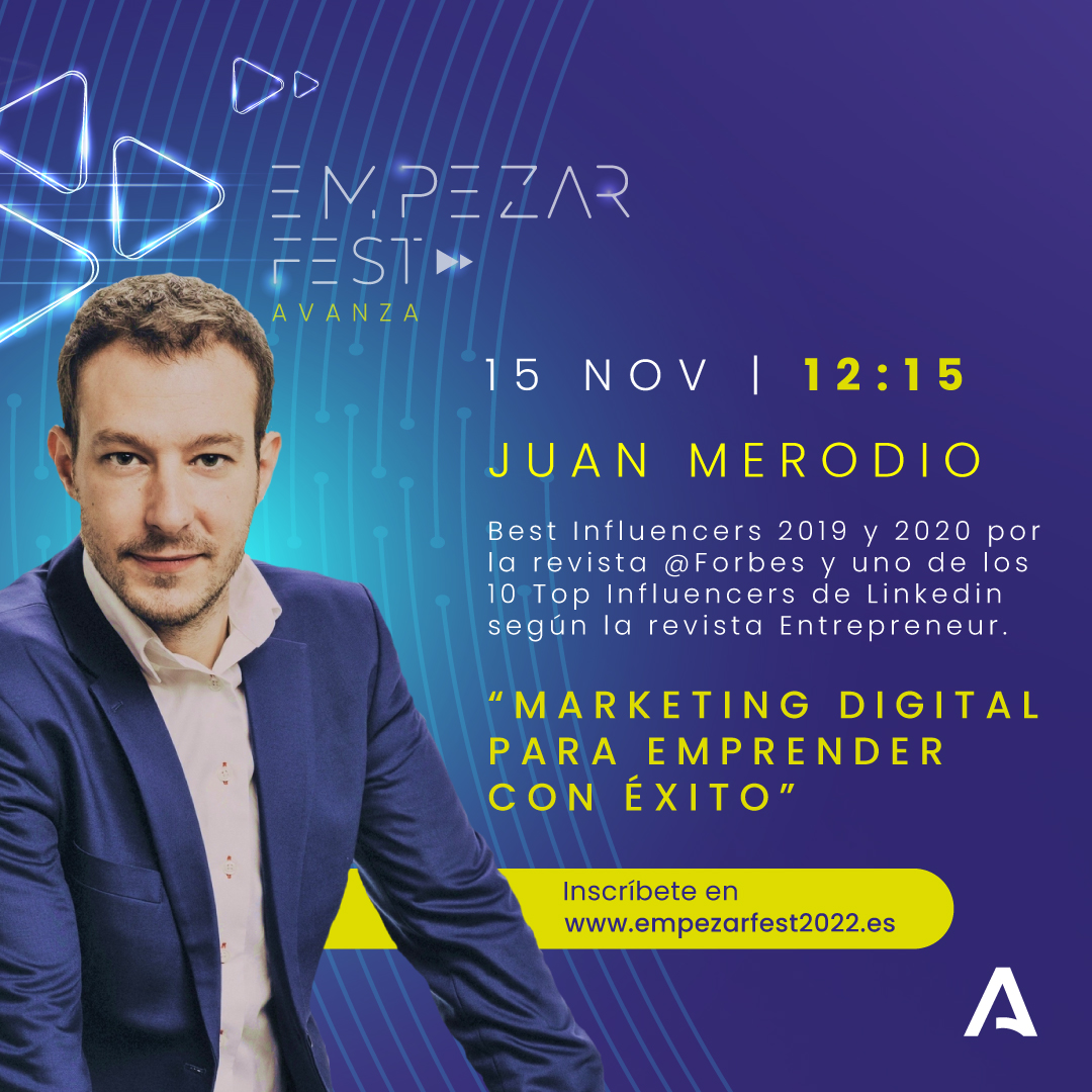 aemprende's tweet photo. .@juanmerodio, speaker en #EmpezarFest.

➡“Marketing digital para emprender con éxito” a las 12:15h.

#EmpezarFest es el encuentro de referencia del emprendimiento andaluz.
📍El 15/11, de 10 a 15h, en @Fycma

Inscripción gratuita: https://t.co/jzfuakd6wl

#EmprendeAND #GEW2022 https://t.co/oqaaDNBkIj