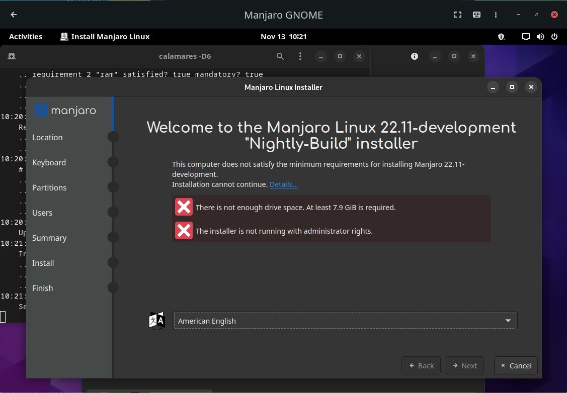 philmmanjaro's tweet photo. Seems with #mesa 22.2.x you have a #blackwindowrender in @gnome when starting #Calamares with admin privileges thru #polkit or #sudo. For now only a downgrade to 22.1.x of Mesa work for that niche problem. Most likely will start a #gitbisect soon ... https://t.co/u74IR4cBSy