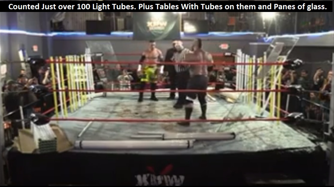 Necroeric's tweet photo. I find it abit ridiculous that the setups for ICW NHB #NHB36 Tremont vs Krule and #XPWInvasion Shlak vs Younger were both larger in scale of plunder (Light tubes, Structures, Tables ETC) Than the Finals for GCW NGI 7. #GCWNGI7 How does this happen? #Wrestling #ProWrestling #Death https://t.co/PK7wz86Seq