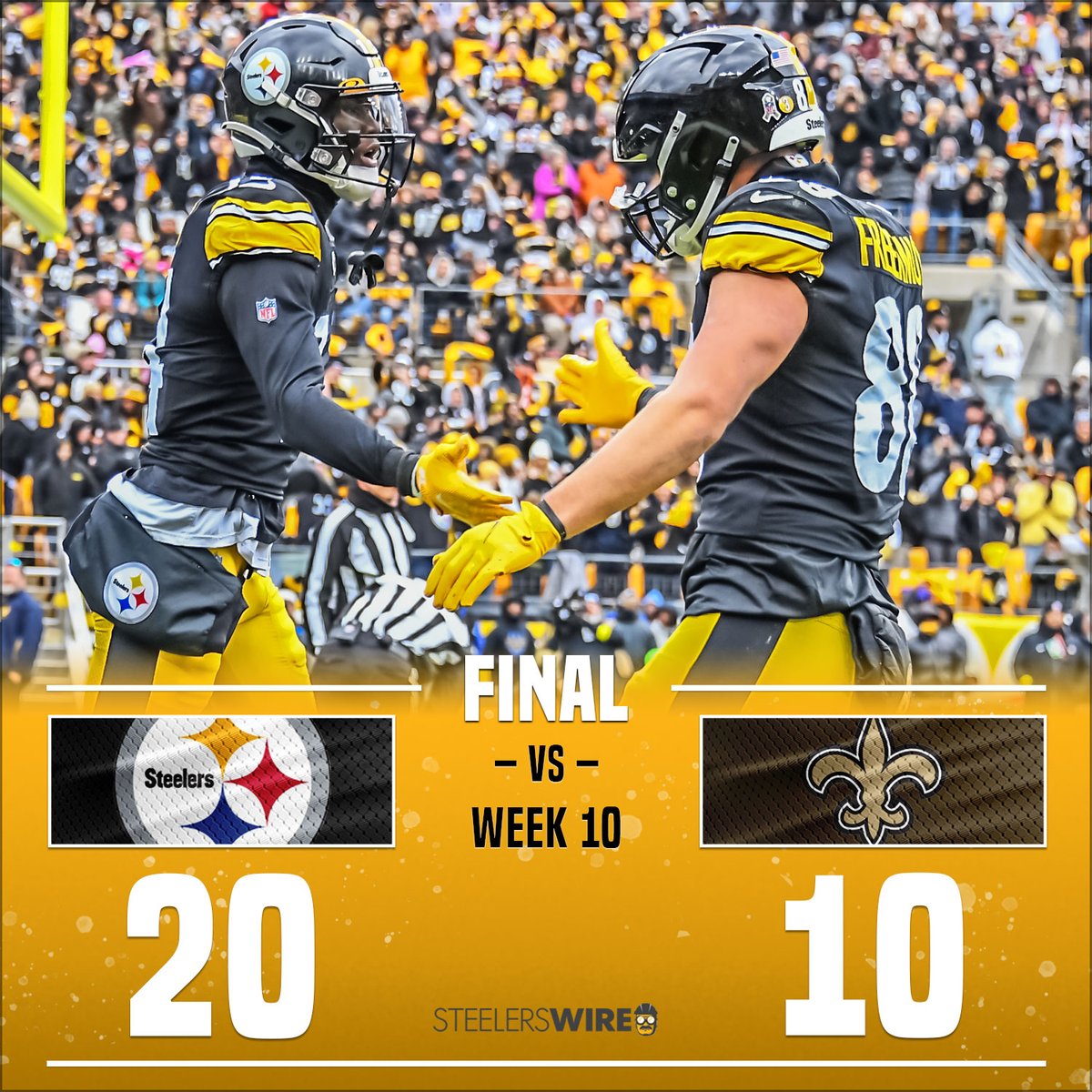 TheSteelersWire's tweet photo. The boys are back in the W column 🙌 #HereWeGo #Steelers #PITvsNO https://t.co/g4hZFpJNJN