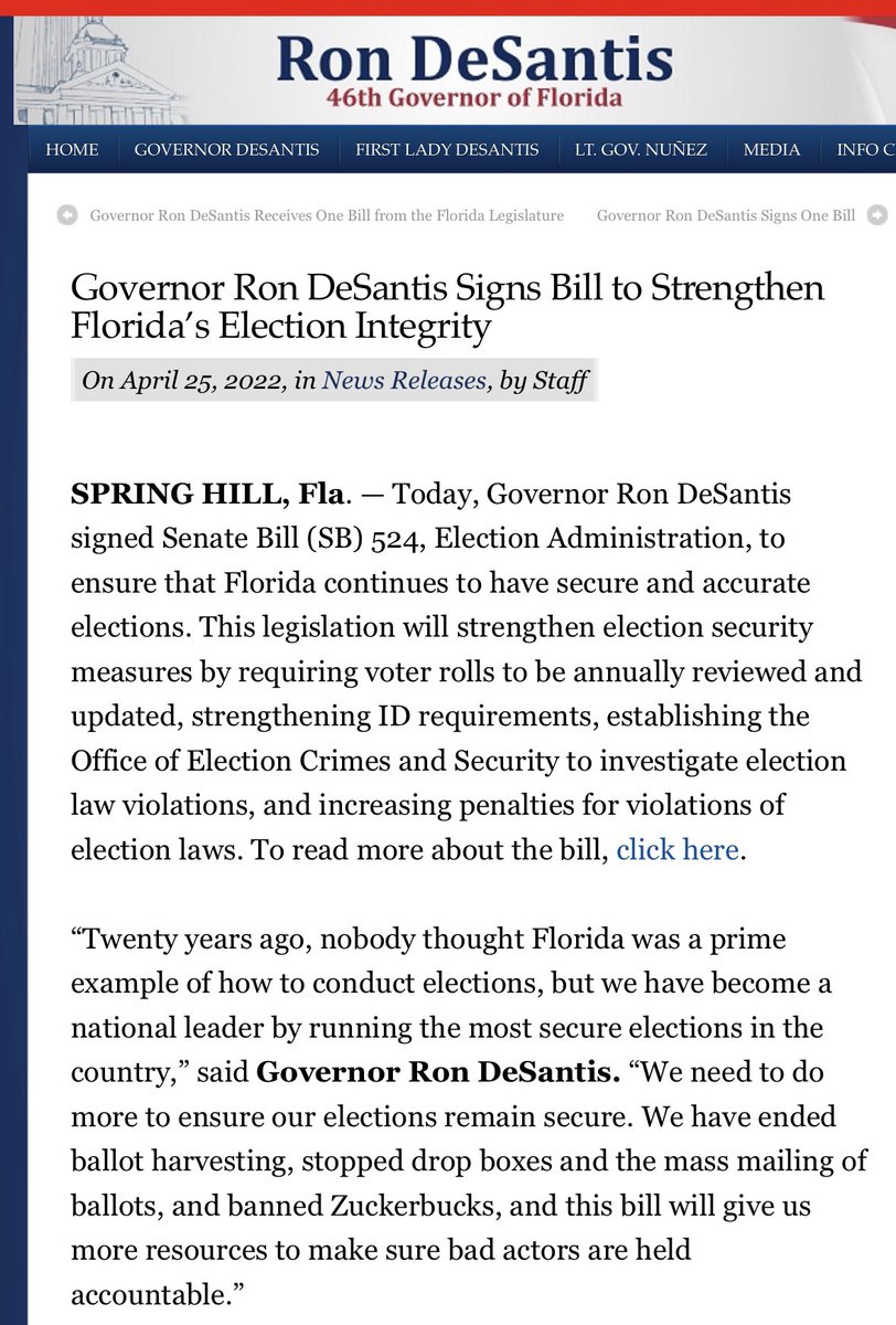 FrontlineFlash's tweet photo. A *true* leader struck down:

❌ ballot harvesting
❌ drop boxes
❌ mass mail-in ballots
❌ zuckerbucks

Anyone else paying attention?
#MakeAmericaFloridaAgain https://t.co/tx1pK3pdTx