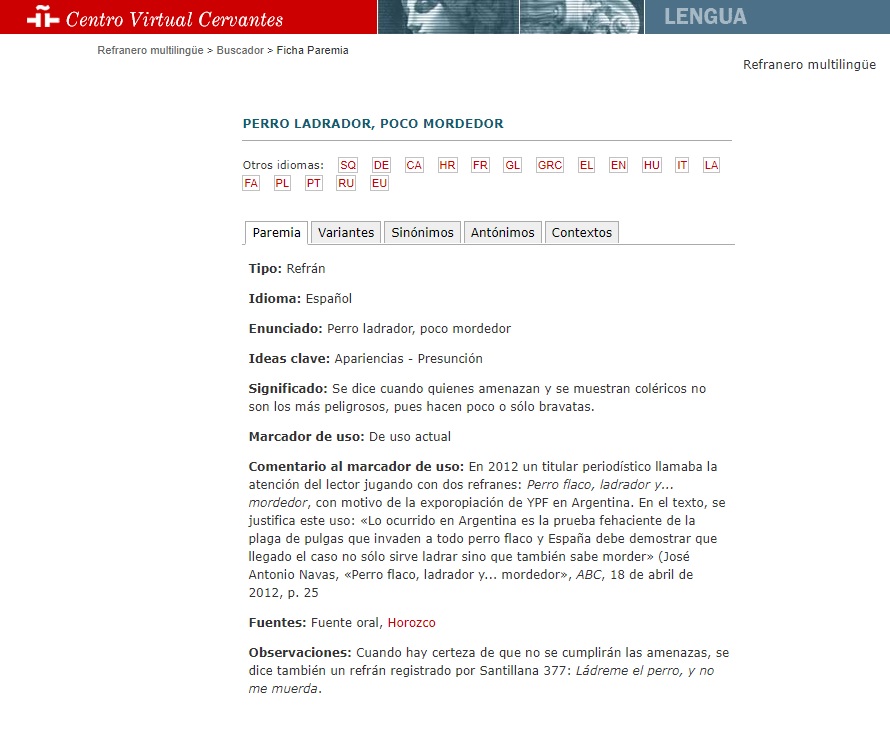 Os presentamos un recurso muy interesante. Se trata de un refranero multilingüe. 🙂
Nos explica el significado de cada refrán y su equivalente en otros idiomas.
Esperamos que os guste. 😊
cvc.cervantes.es/lengua/refrane…