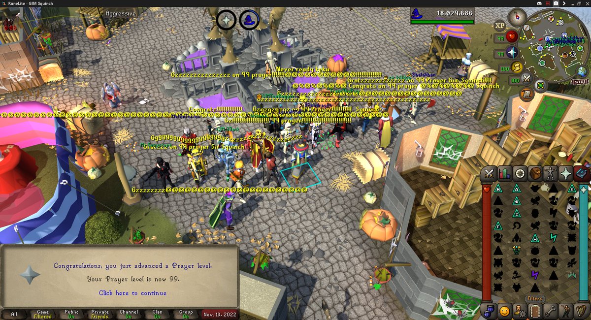 SirSquinch's tweet photo. 99 prayer! ONE skill left before Max. Max celebration officially happening on stream on Friday, November 18th at 1pm EST! #Dynamic_Dolo #osrs #gim #maxing https://t.co/X7fiJSjpXk