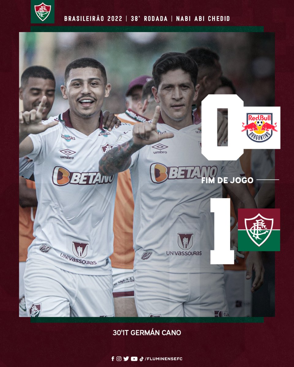 FluminenseFC's tweet photo. VEEEEEEEEEEEEENCE O FLUMINEEEEENSE! GERMÁN CANO FAZ SEU GOL 44 DA TEMPORADA E O #TIMEDEGUERREIROS ENCERRA O ANO COM VITÓRIA EM BRAGANÇA! https://t.co/4OEbcKIDQf