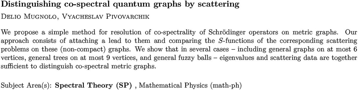 math.SP Spectral Theory arXiv submissions tweet media