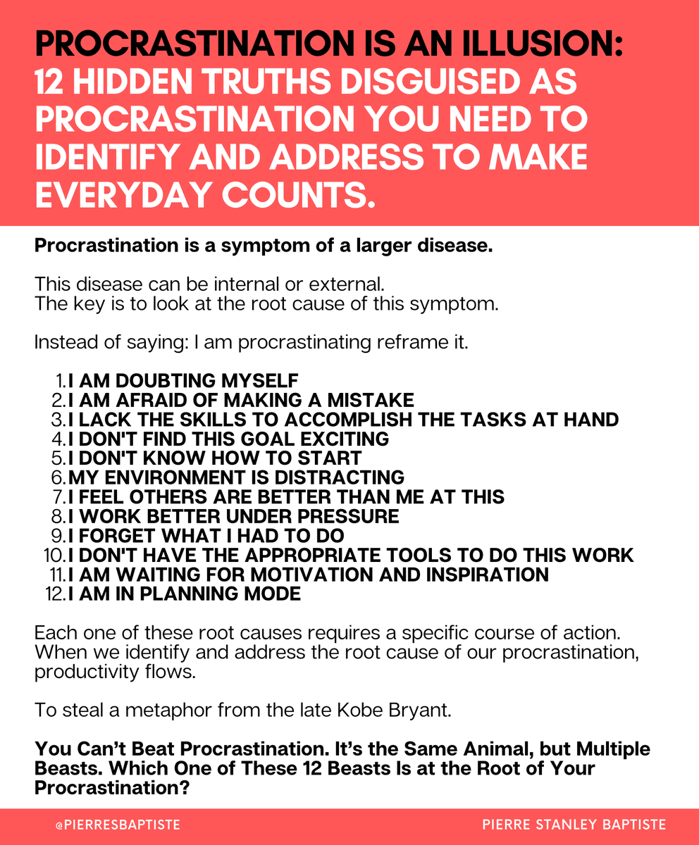 pierresbaptiste's tweet photo. Procrastination is a mirage, an illusion.

Check out 12 beasts disguised as procrastination. 

#ship30for30 https://t.co/EGen7C50oV