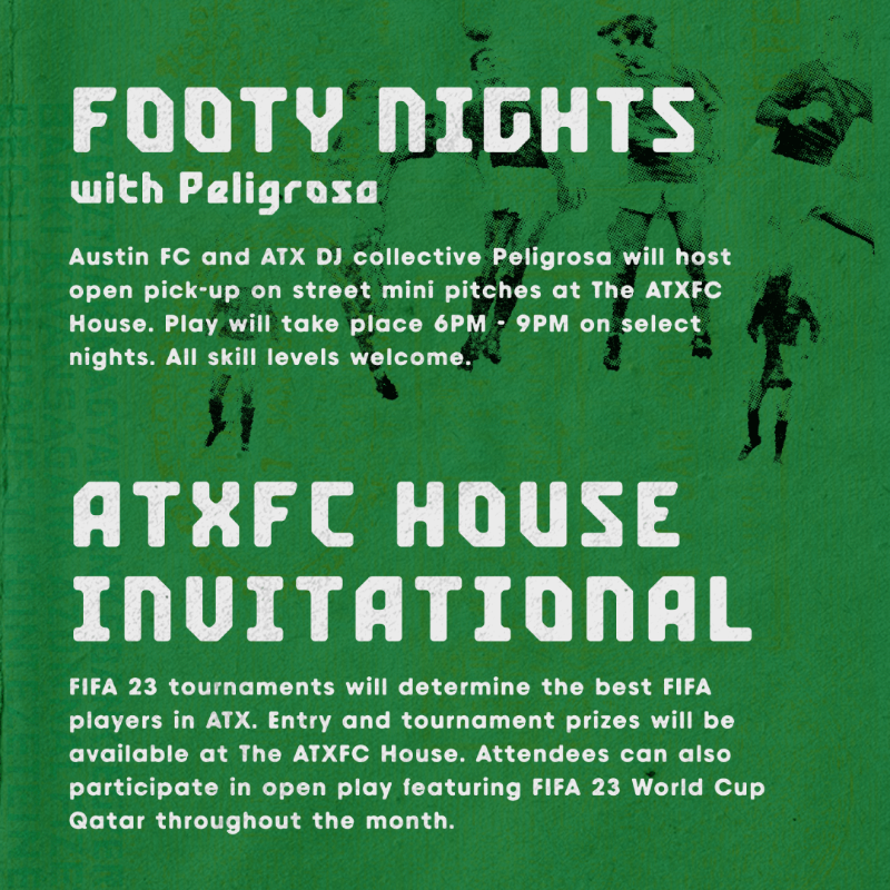 AustinFC's tweet photo. One week out. ⚽️ 
 
Join us at the ATXFC House, pres. by @SeatGeek, to experience the World’s game and celebrate all things soccer in Austin!