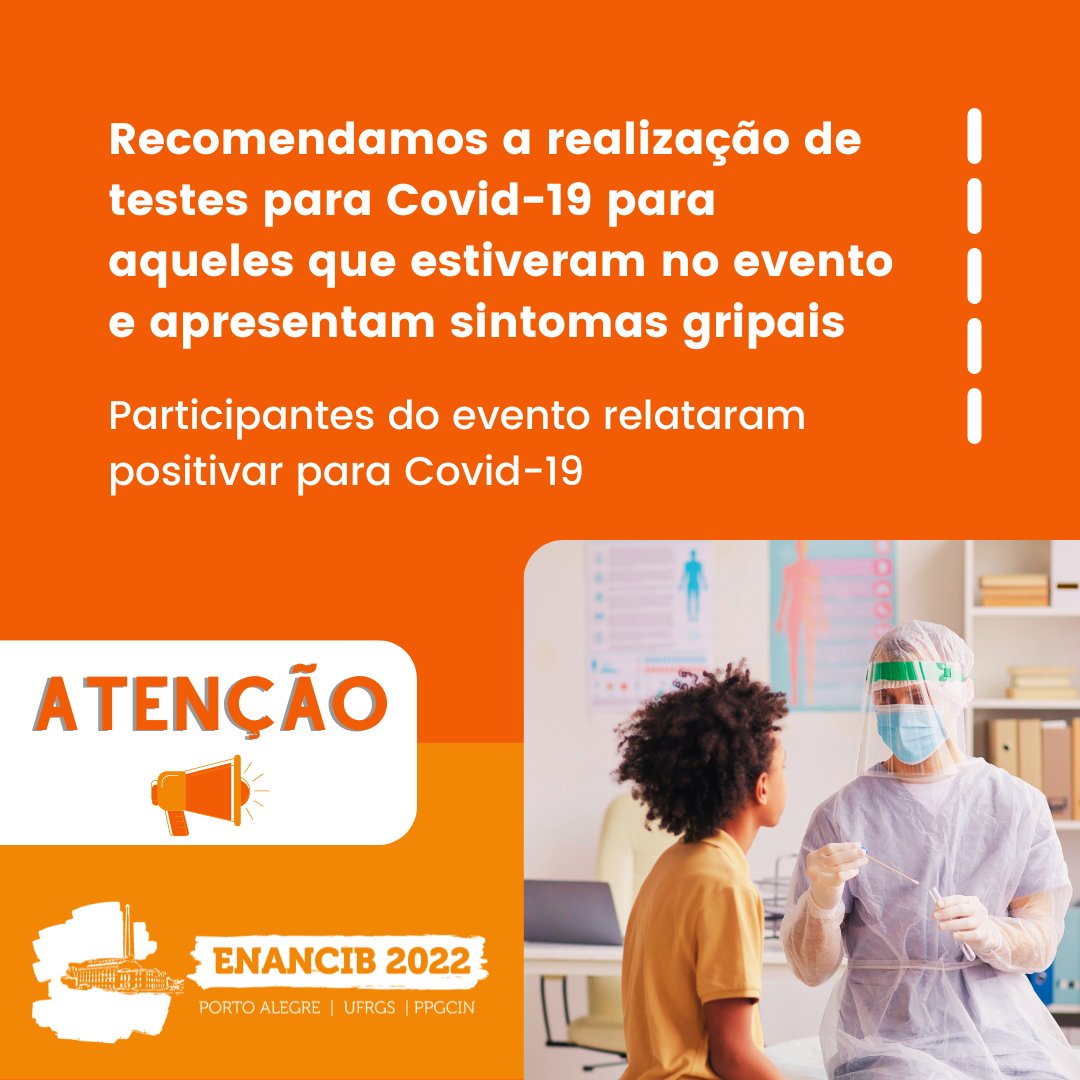 Participantes do evento relataram positivar para Covid-19. Recomendamos a realização de testes para Covid-19 para aqueles que estiveram no evento e apresentam sintomas gripais. 

Cuidem-se e fiquem bem 💖