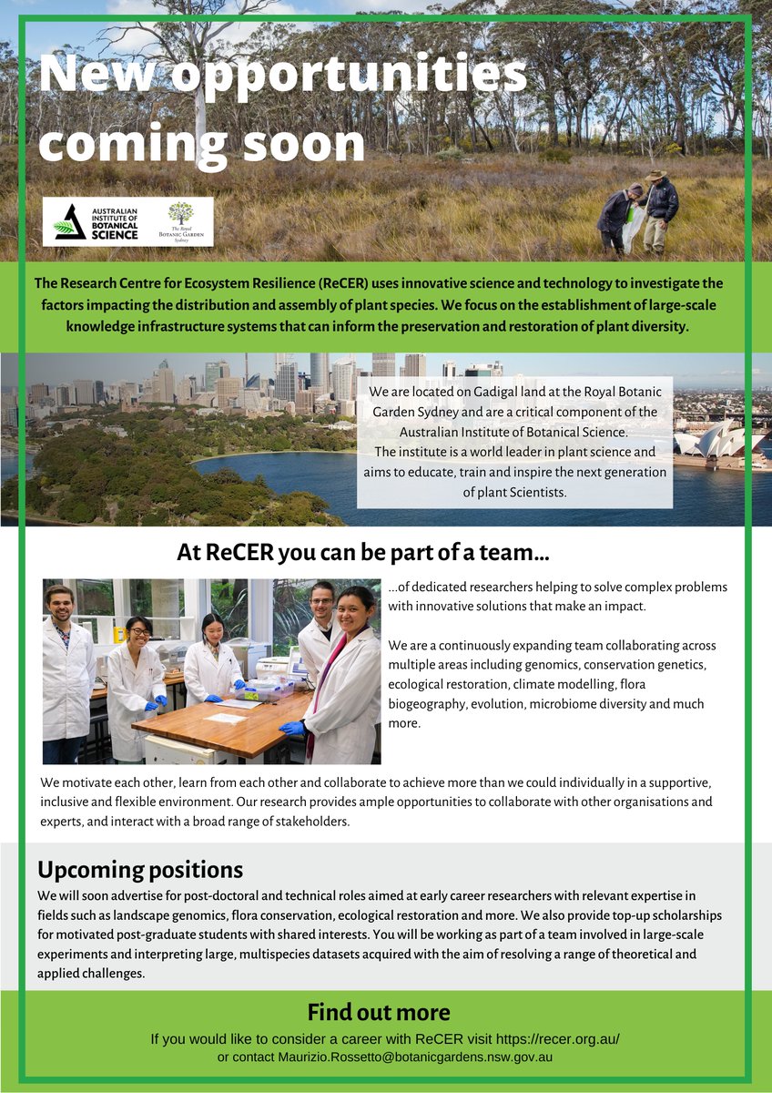 Interested in postdocs in conservation and landscape genomics? A number of new exciting roles coming soon at #ReCER. Check for updates or get in touch.