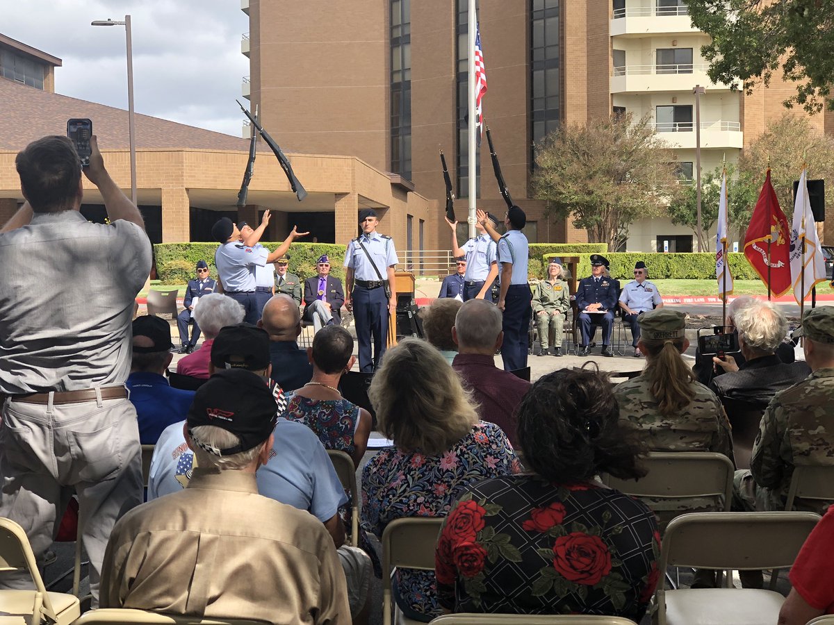 JJAFjROTC's tweet photo. Honoring those who blazed the path for the present. Continuing the 23rd year partnership with Blue Skies the f Texas on Veterans Day. #Letsgostangs https://t.co/rRQgIatY7i