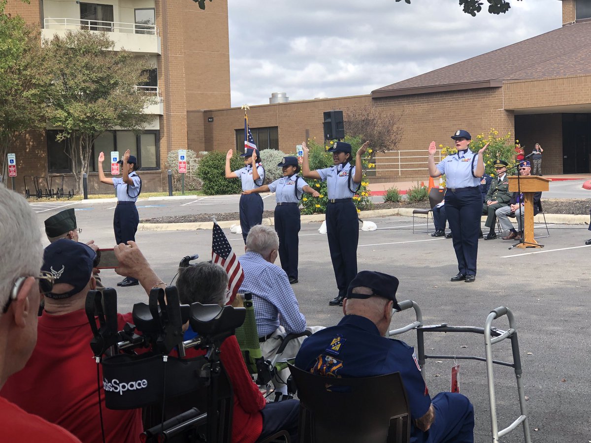 JJAFjROTC's tweet photo. Honoring those who blazed the path for the present. Continuing the 23rd year partnership with Blue Skies the f Texas on Veterans Day. #Letsgostangs https://t.co/rRQgIatY7i