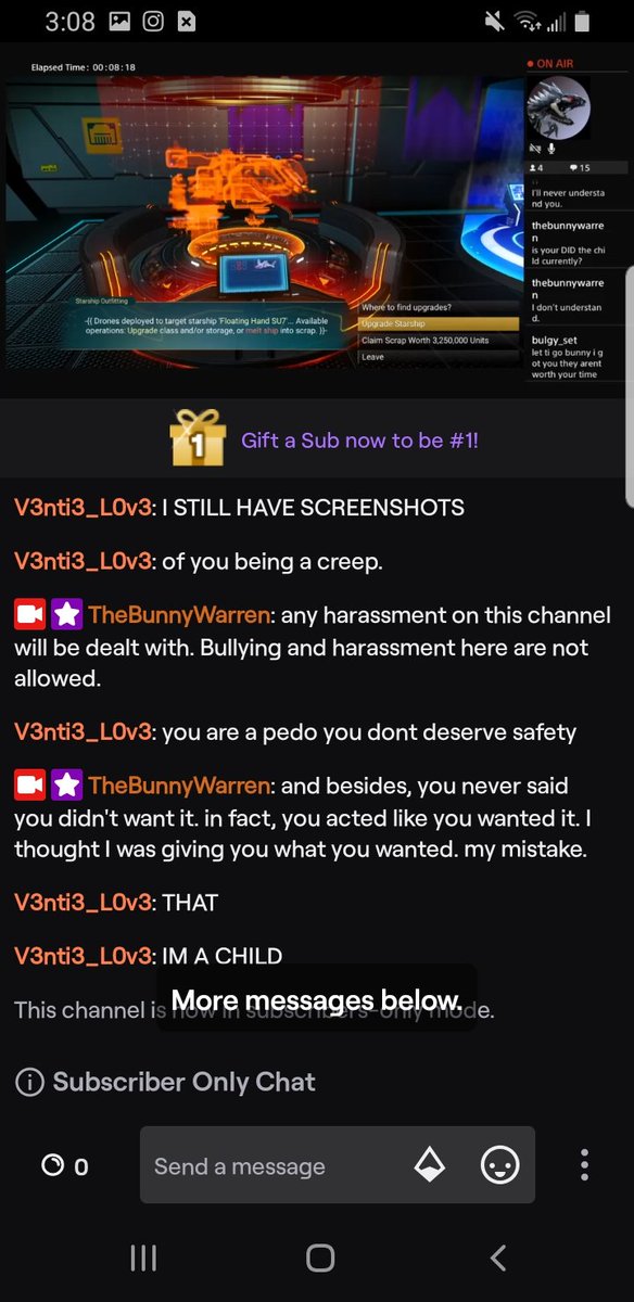 TheGGSystem's tweet photo. //tw pedophilia, grooming
so. we got a notif from twitch that our pedo was live. And we decided to be "muahaha why tf arent you in an asylum" AND HE. he pulled this f//cking card. https://t.co/lWG4vq2Nwa