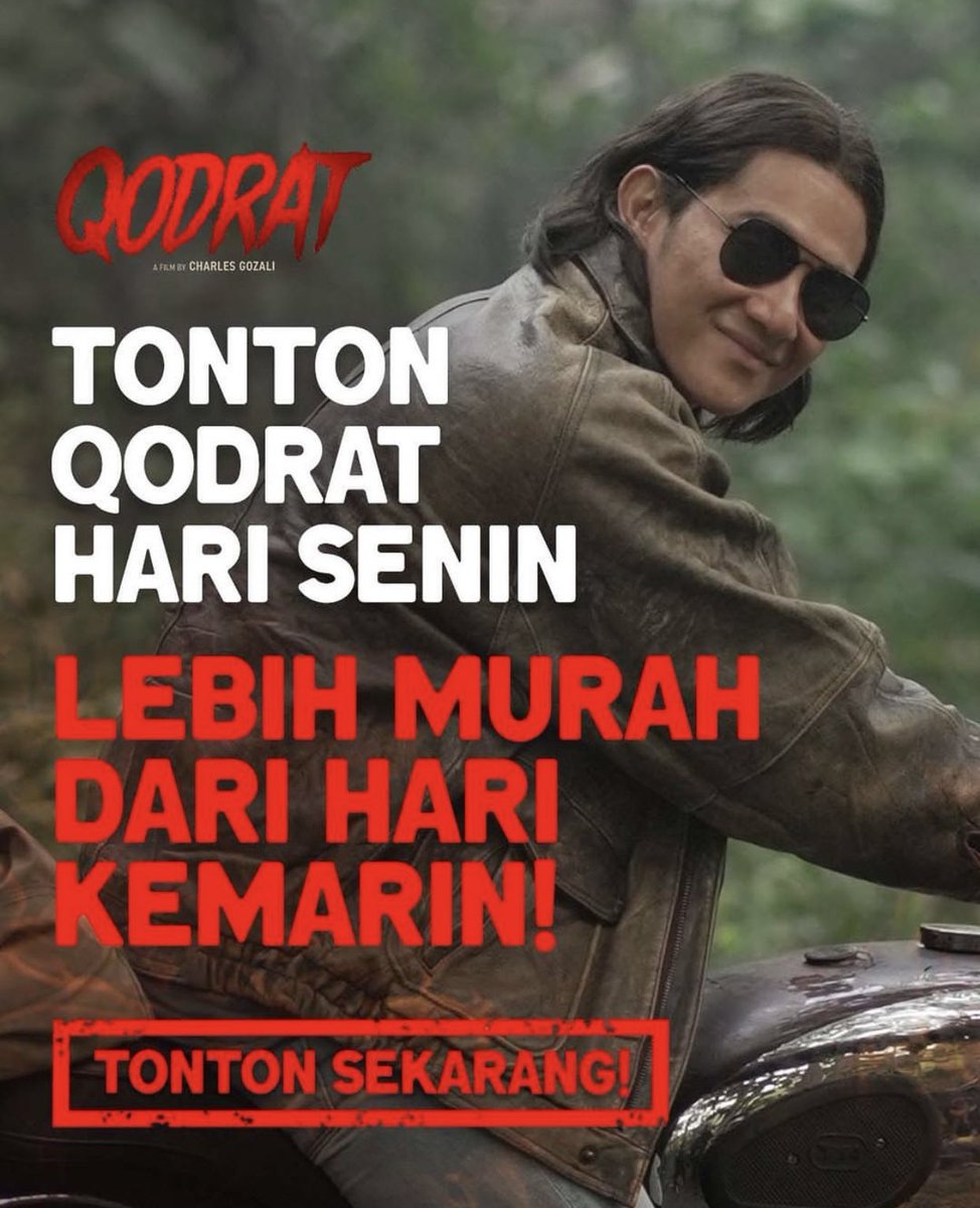 VinoGBastian__'s tweet photo. Panggilan untuk teman-teman yang mau rehat kerja, pulang sekolah, nunggu teman, atau mau pacaran, yuk nonton film Qodrat hari Senin. Lebih murah dan hemat loh dari hari kemarin.

Gassss. Beli tiketnya sekarang ya!

#Qodrat https://t.co/FVZazs706Y