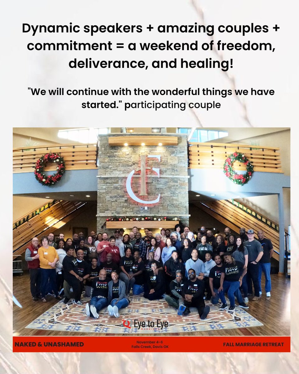 Eye2eyemarriage's tweet photo. Naked &amp; Unashamed themed Fall Marriage Retreat on Nov 4-6 was absolutely amazing! Thank you to the speakers, 31 couples, donors, and sponsors for making this a sold out, impactful, unforgettable event!
#connection
#relationships
#eyetoeyemarriage https://t.co/pCbDYG5hRr