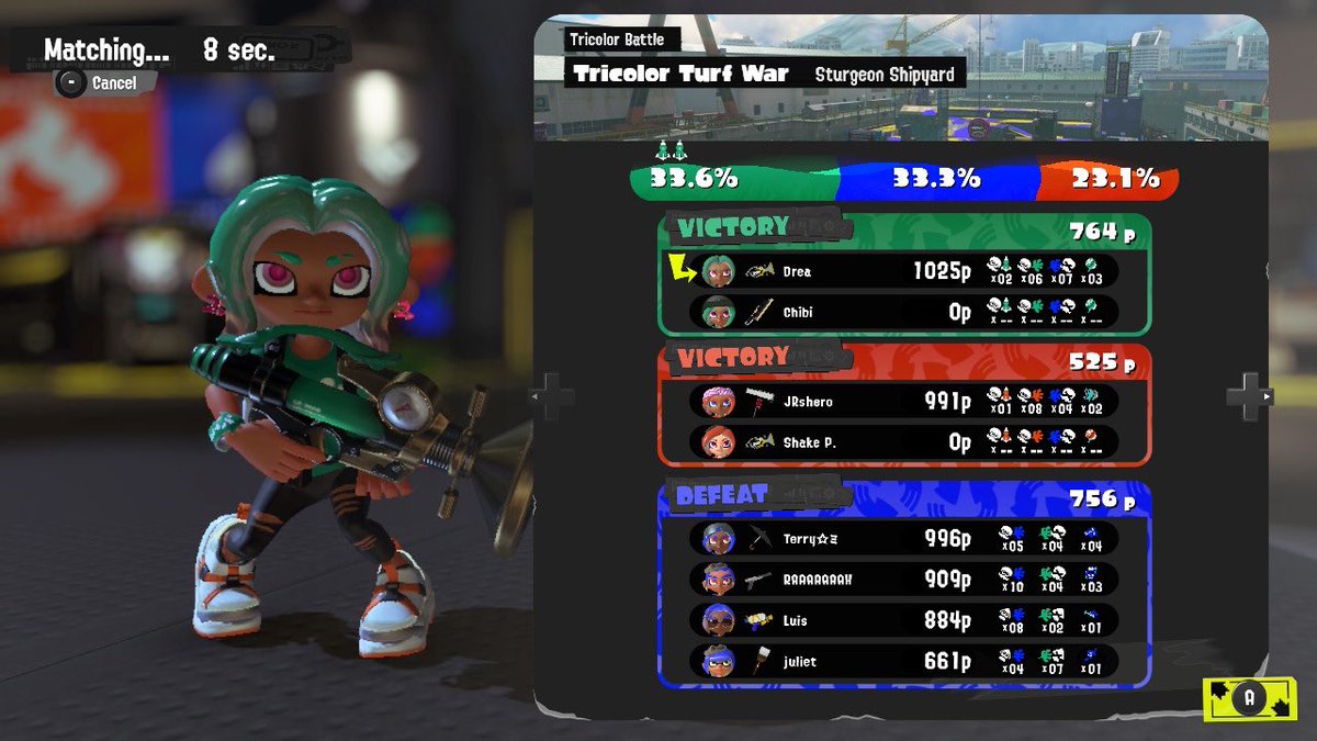 haseulpop's tweet photo. peak of my splatfest career #Splatfest #TricolorTurfWar https://t.co/sCBpzp1hPS