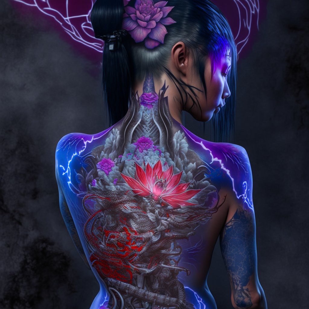shocker_tv's tweet photo. Holographic Tattoos from Night City #vaporwave #aesthetic #aiart #aiartistcommunity #stablediffusion #stablediffusionart #midjourney #nightcafe #dalle2  #3dart #c4k #blender3d #cyberpunk #cyberpunk2077 #cyberghetto #tattodesign #tattoo https://t.co/ybUV1eCLC8