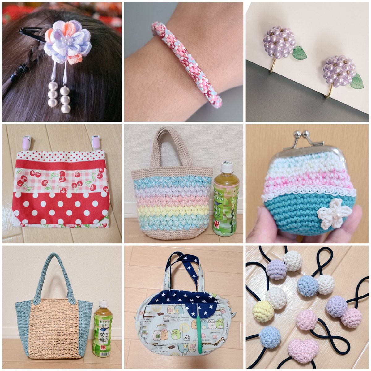 sakito_a's tweet photo. 【固定用】
主にアクセや雑貨を作ってます。
編み物、レジン、ビーズ、縫い物、つまみ細工、巻玉……etc
いろんなことやりたくなっちゃう『広く浅く』系の人間です。最近はサマーカーディガン（来年用）をのんびり編んでるところ。完成したら褒めてやってください(*´ω｀) https://t.co/nCO625cdb4