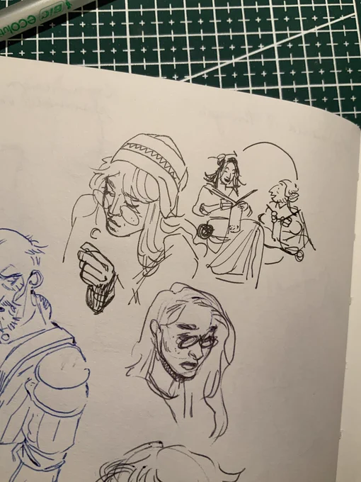 I was sketching Laura while watching the episode and what if Laudna (and Chetney) knitted wool hats for everyone while chatting during downtime :')) 