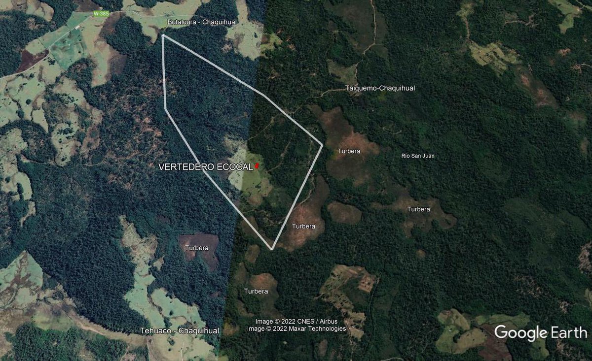 Hoy junto al CAC de #Dalcahue (Comité Ambiental Comunal) comprobamos un situ la existencia de turberas aledañas al emplazamiento propuesto por ECOCAL  Foto Satelital y foto dron.
Valoramos las observaciones de los servicios públicos @conaf_minagri @seremisalud10 @MmaLagos #DGA