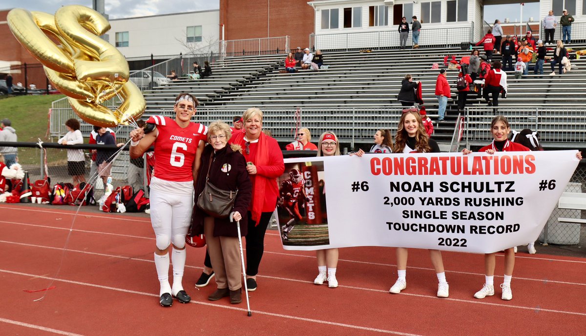 CometsFootball2's tweet photo. Congratulations to @NoahSchultz_6 on going over 2,000 yards rushing AND setting a school record for rushing touchdowns! So very proud of you Noah, couldn’t he happier for you and everything you’ve accomplished! Go CCCOMETS! @ArcangeliCoach https://t.co/qatLbyaWWf