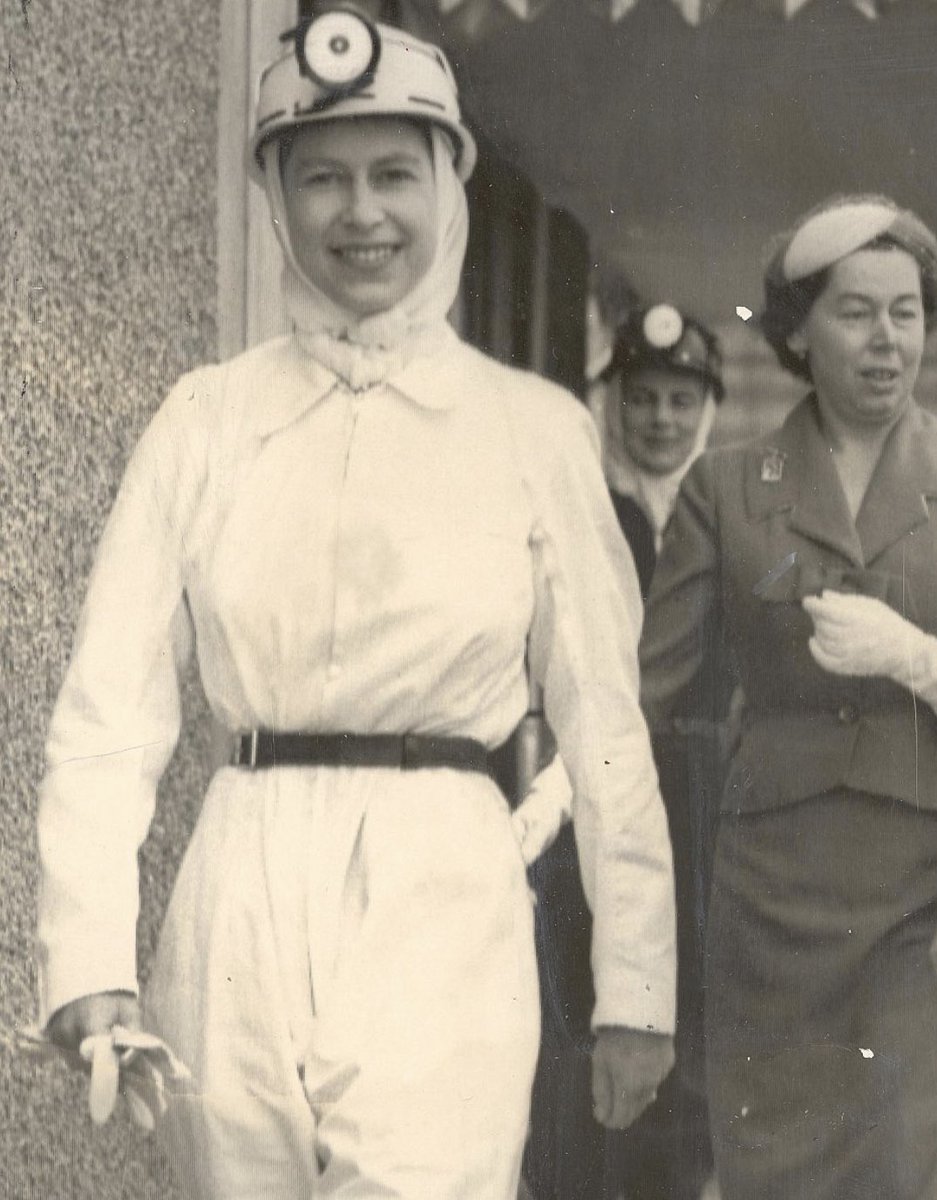QueenLilibet_'s tweet photo. Queen Elizabeth II prepares to go down Rothes Colliery during a visit to Fife, Scotland, 1958. 

#QueenElizabeth https://t.co/VRDxNVHEqx