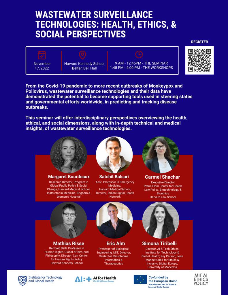 An increasing number of jurisdictions are turning to wastewater surveillance for disease detection and are using technology to do so. Our seminar on Thursday with an all star panel will offer health, ethical, and social perspectives on this approach to public and global health.