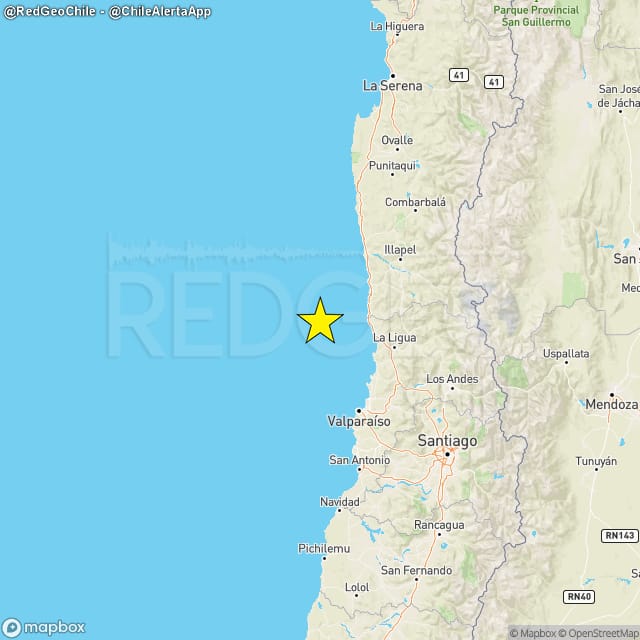 RedGeoChile's tweet photo. REVISADO ⚠️ | Sismo de magnitud 4.5 (ML) ocurrió a las 19:05:42 horas de hoy, 13 de noviembre del 2022, a 41 km al suroeste de #LosVilos (región de Coquimbo) y a una profundidad de 13 kilómetros (Fuente: #CSN). https://t.co/brt9gibhJc