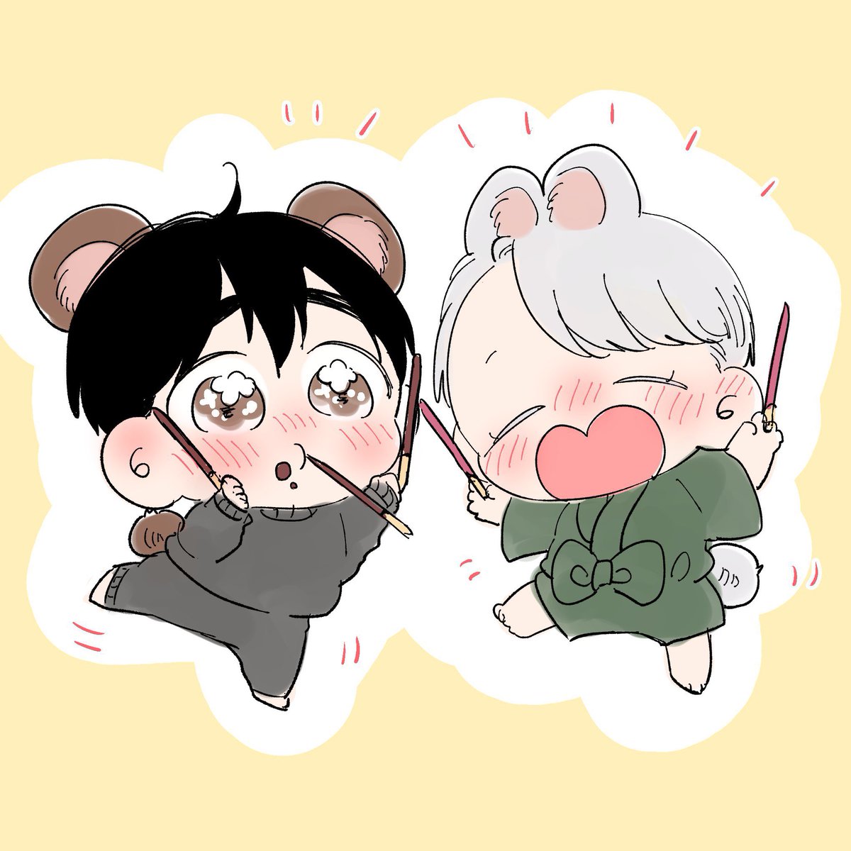 勝生勇利 ,ヴィクトル・ニキフォロフ 「延長ぽ! 」|🍣のイラスト
