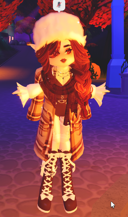 CallMehOliver_'s tweet photo. tested out a fall outfit (i finally bought the fur hat since i didn't want to last year <3)
i would dress for christmas but i like fall (my bdays in 16 days too!)
#royalehigh #royalloween #royalehighoutfit https://t.co/eHZfVJLHOB
