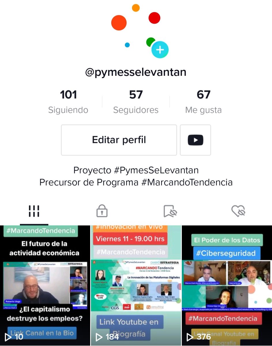 MarcosClarkG's tweet photo. 👉 Invito a los patriotas que posean #TikTok y gusten del #Emprendimiento e #Innovación. A seguir nuestra cuenta de temáticas de #Pymes y #Tecnología acá: https://t.co/vmhFHK65I4 

Se agradece la ayuda de todo corazón ❤️. Seguiremos de vuelta.

Favor RT. 
Muchas gracias 🇨🇱 https://t.co/9wnHLqyM15