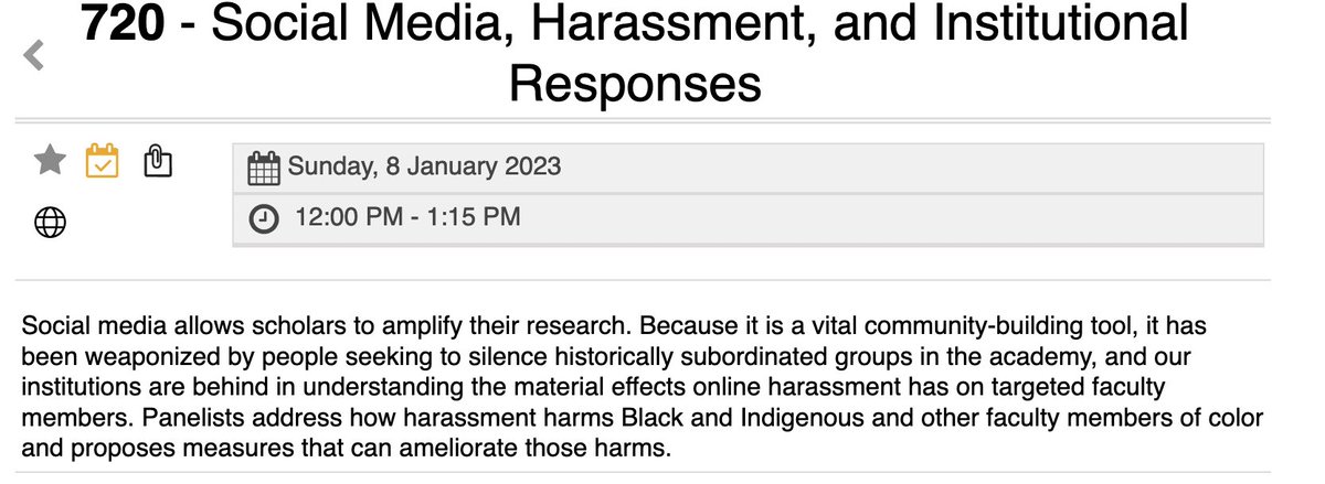 DrDadabhoy's tweet image. Mark your callendars for virtual session 720 @MLAnews  #MLA23. @triciamatthew and I will be speaking with Prof. Dan-el Padilla Peralta, Dr. Mary Rambaran-Olm, Dr. Eileen Joy, and Prof. Sunny Singh about online harassment of marginalized people, particularly scholars of color.