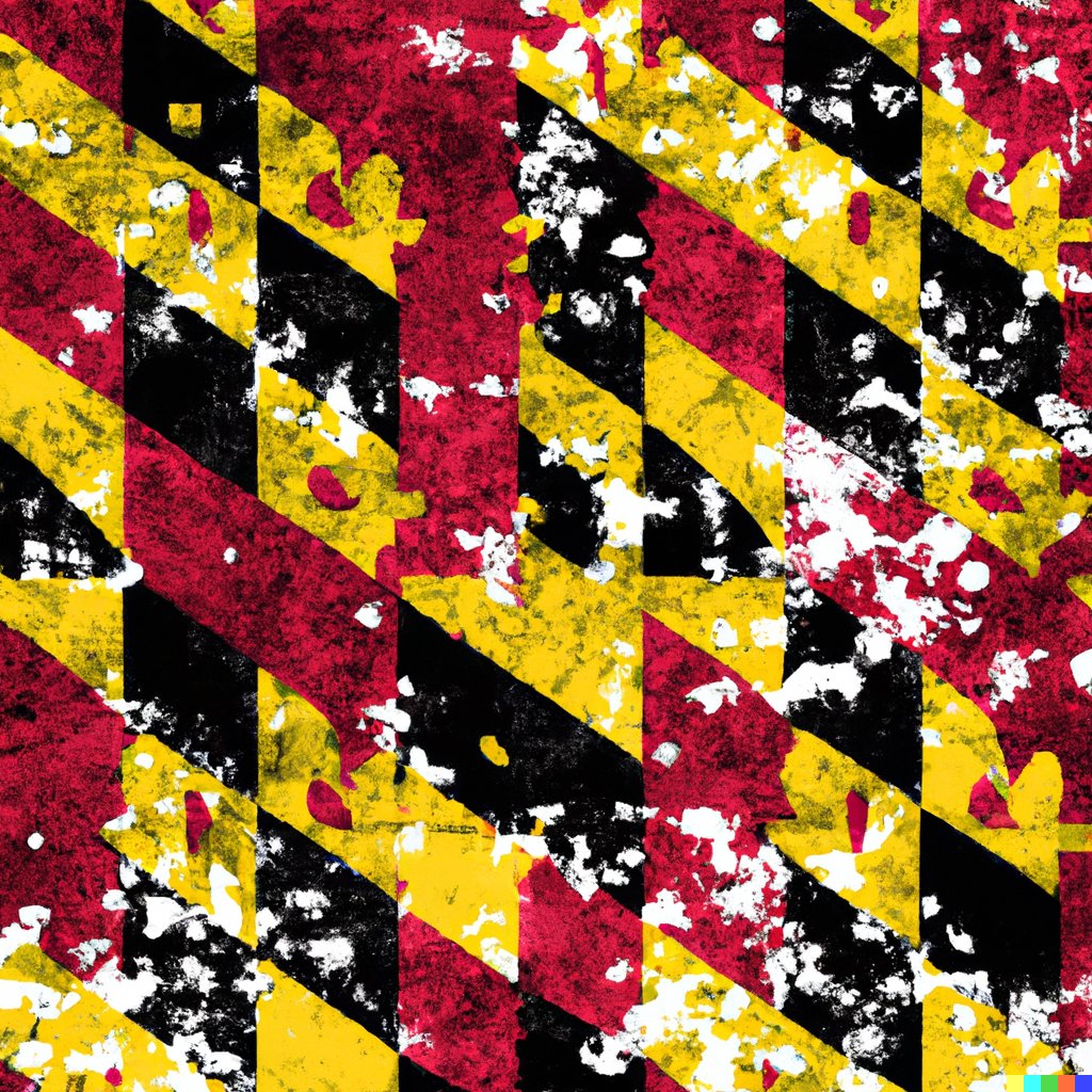 Sunday evening, so just for fun, here are four takes on the Maryland flag in the style of Jackson Pollack as rendered by #dalle2.