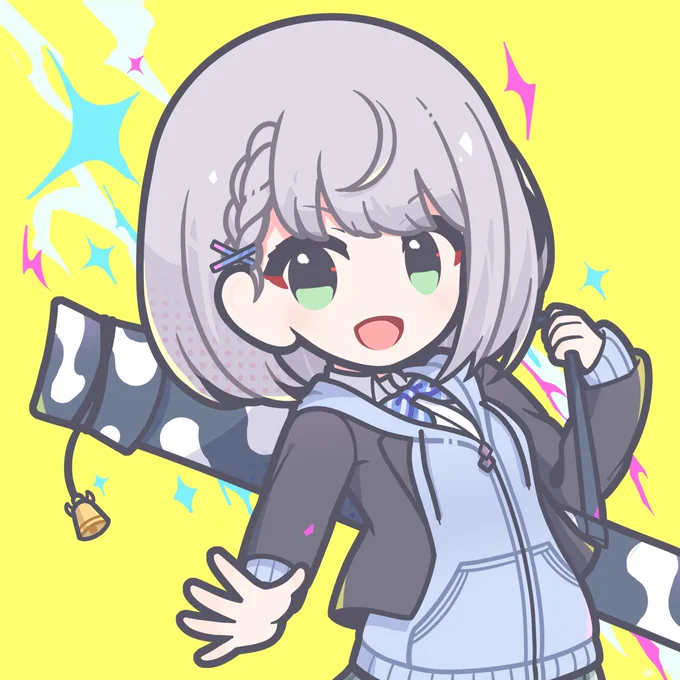 剣道部繋がりで牛柄の刀袋を背負ってる制服ノエルちゃん#ノエラート 