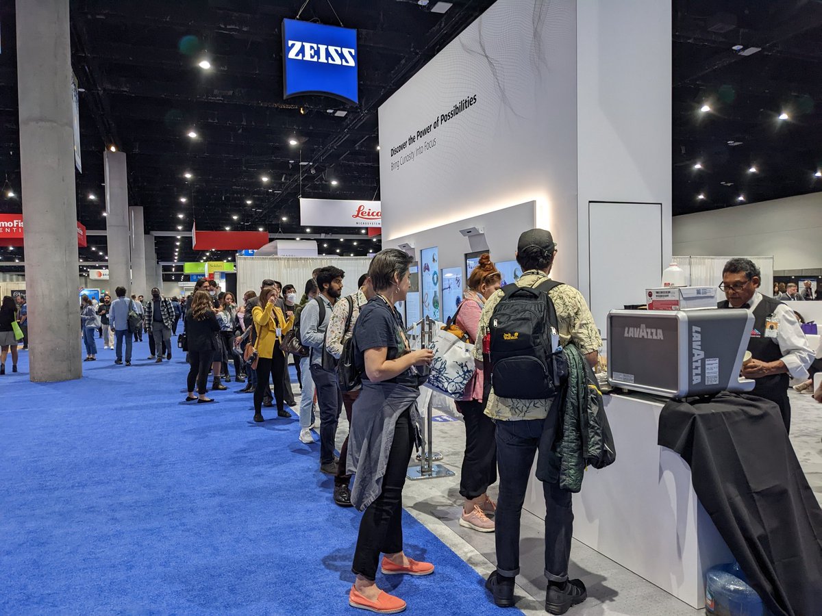 The hottest club right now is the coffee station at the <a href="/zeiss_micro/">ZEISS Microscopy</a> booth #SFN22