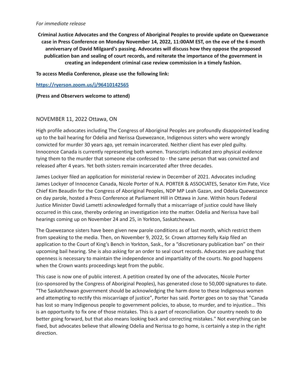 ProjectMilgaard's tweet image. Join the fight to free Odelia and Nerissa! Press Conference tomorrow morning! 9am MST/ 11am EST. #Canada

ryerson.zoom.us/j/96410142565