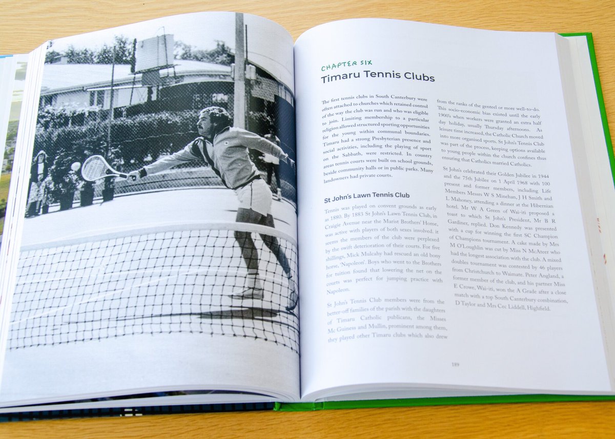 yellowdesignnz's tweet photo. Anyone for Tennis? A book layout design project for Tennis South Canterbury in celebration of their centennial. Cover design by Zoe Sturm inspired by an original local tennis poster from the 1930s. https://t.co/XUUK7F7IOv