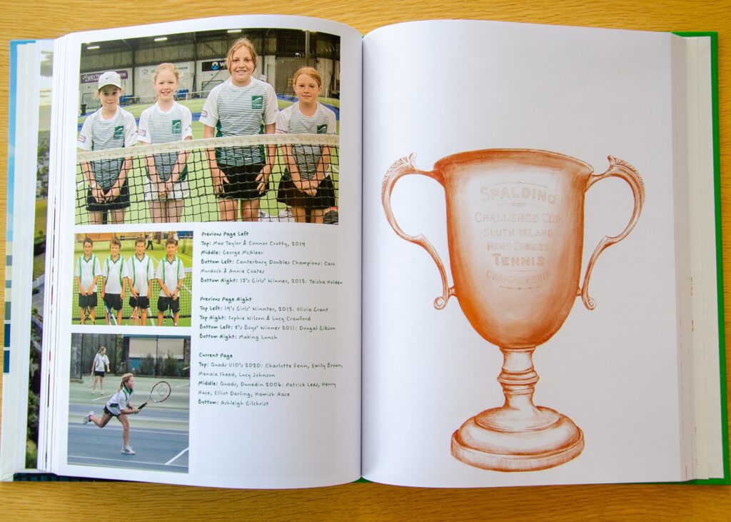 yellowdesignnz's tweet photo. Anyone for Tennis? A book layout design project for Tennis South Canterbury in celebration of their centennial. Cover design by Zoe Sturm inspired by an original local tennis poster from the 1930s. https://t.co/XUUK7F7IOv